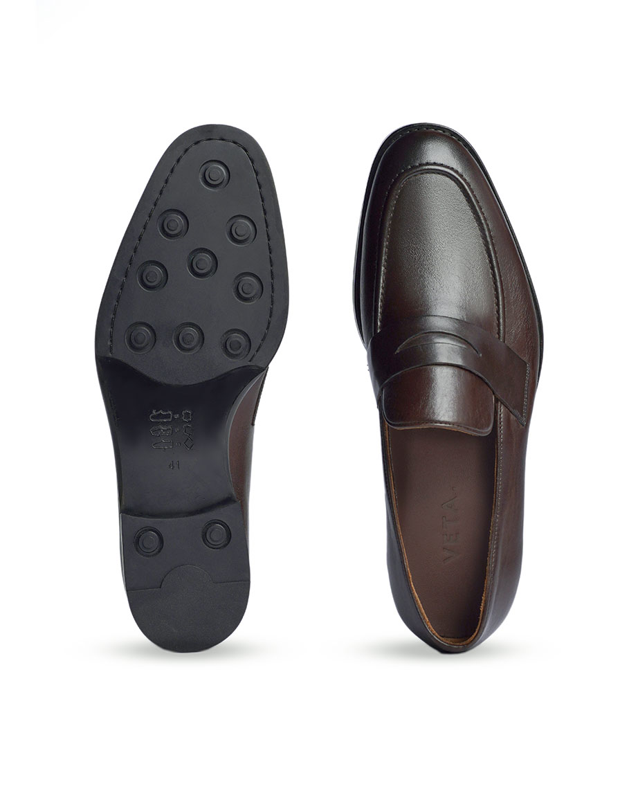 کالج وتا Penny Loafer KL1 قهوه ای دست رنگ - تصویر 3